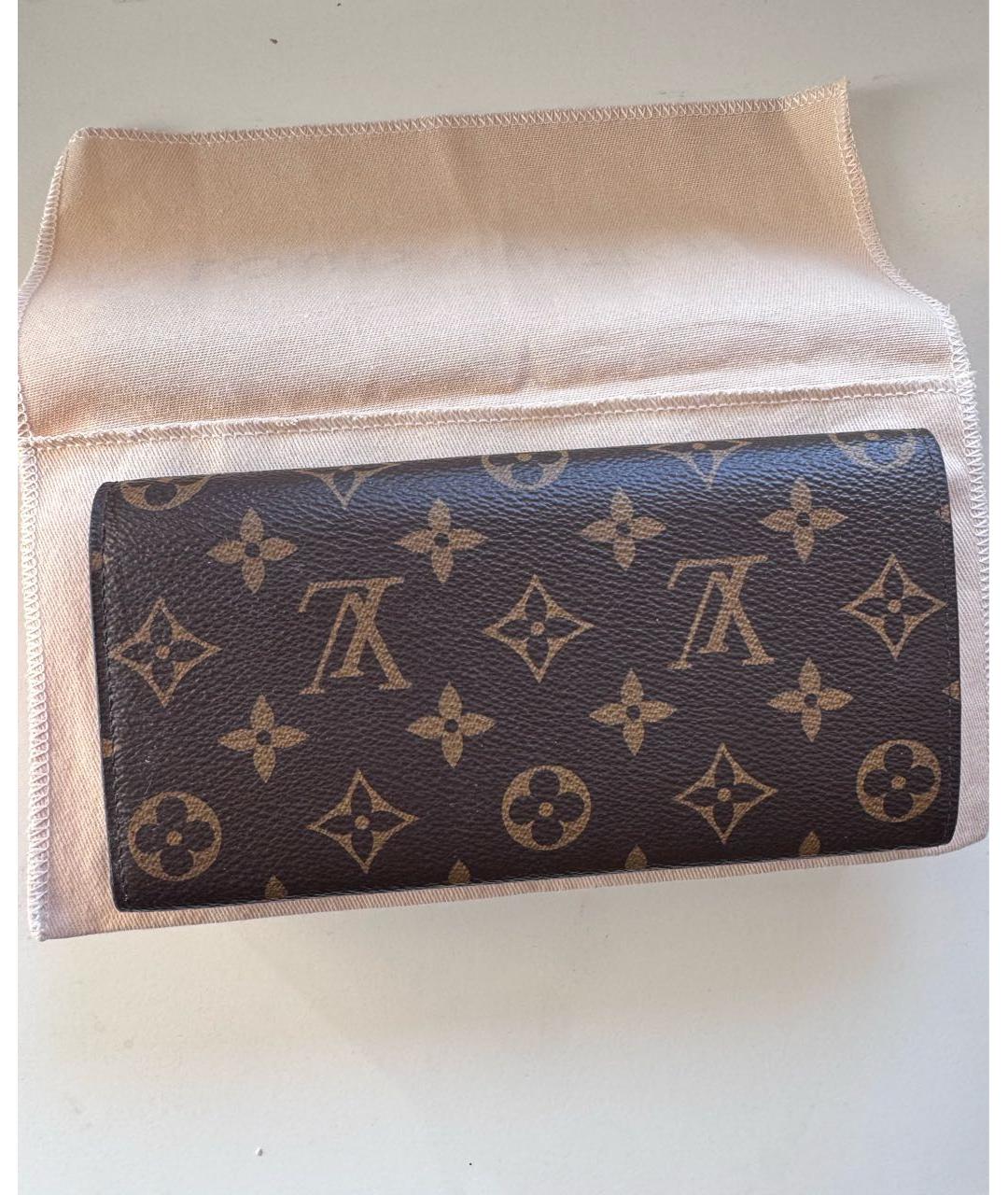 LOUIS VUITTON Коричневый кожаный кошелек, фото 3