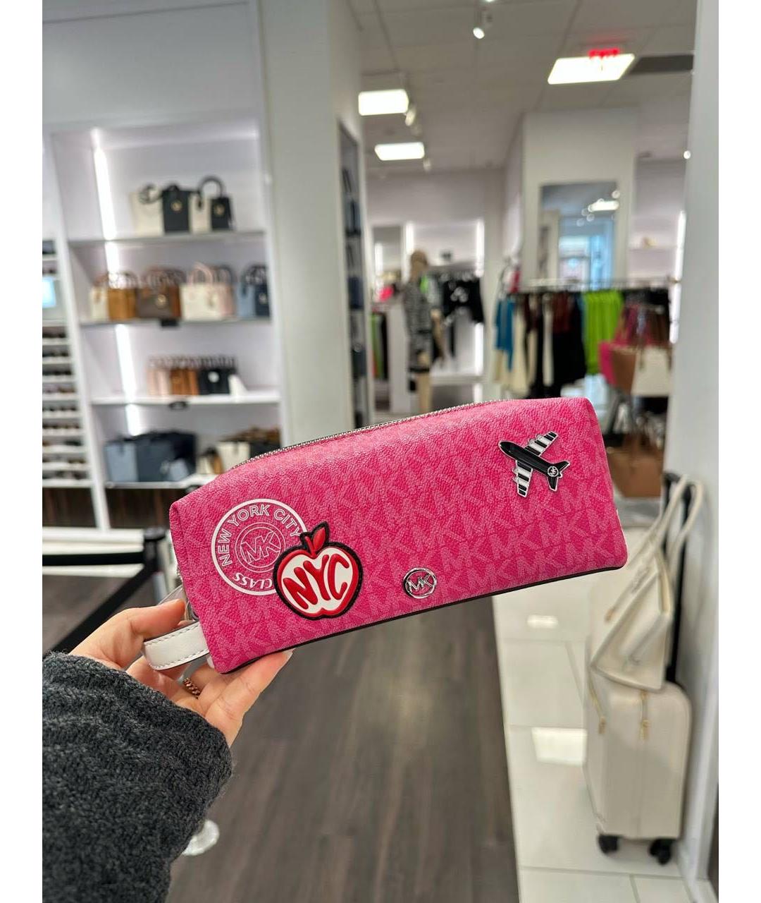 MICHAEL KORS Фуксия косметичка из искусственной кожи, фото 3