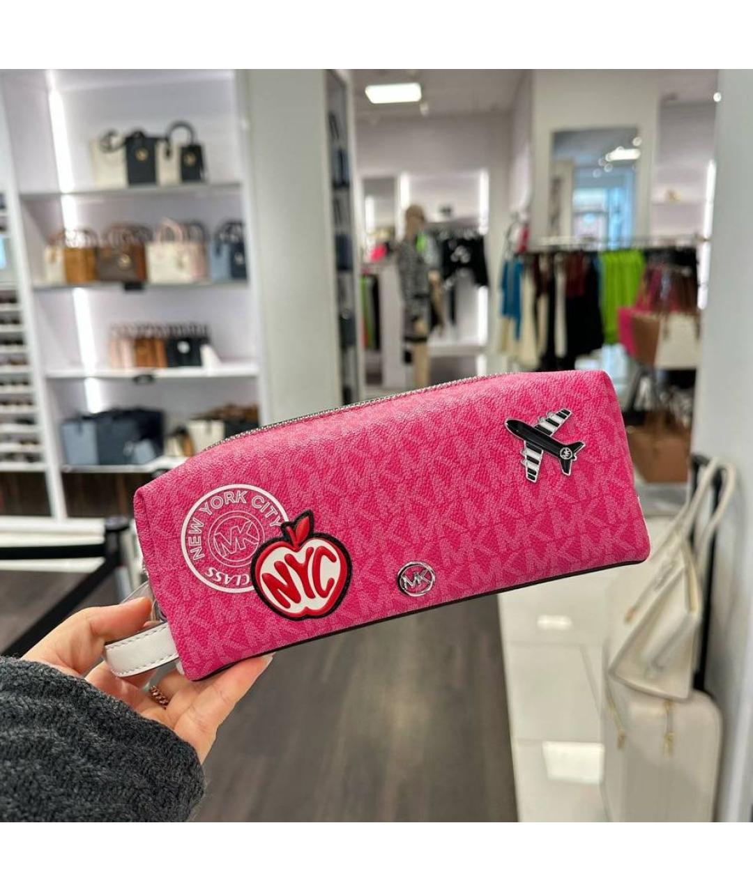 MICHAEL KORS Фуксия косметичка из искусственной кожи, фото 4