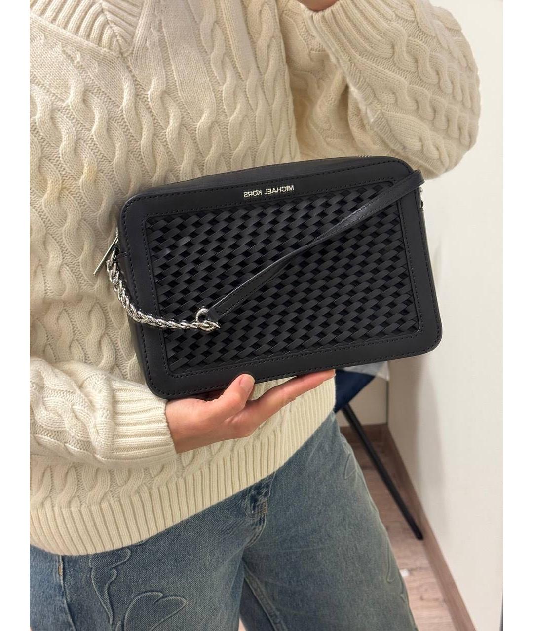 MICHAEL KORS Черная кожаная сумка через плечо, фото 2