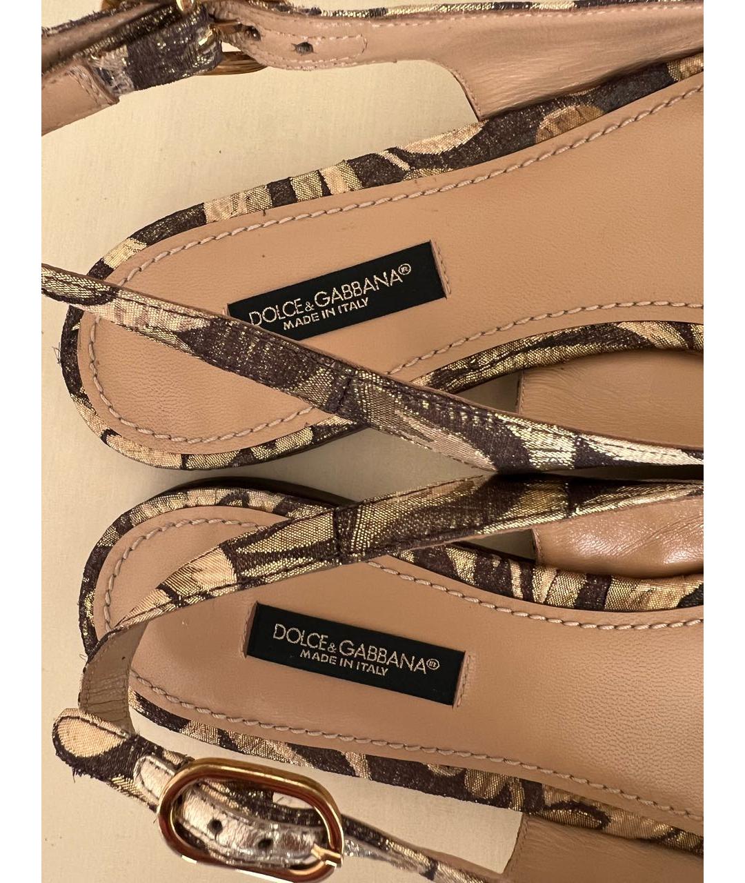 DOLCE&GABBANA Золотые текстильные мюли, фото 5