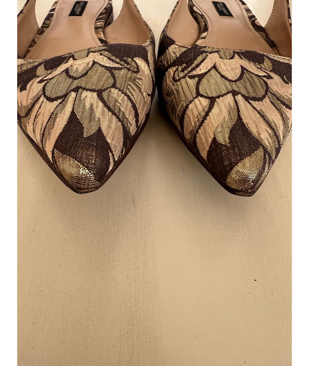 DOLCE&GABBANA Золотые текстильные мюли, фото 7