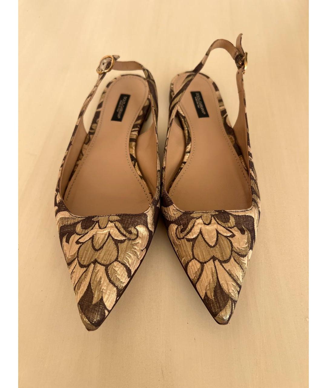 DOLCE&GABBANA Золотые текстильные мюли, фото 2