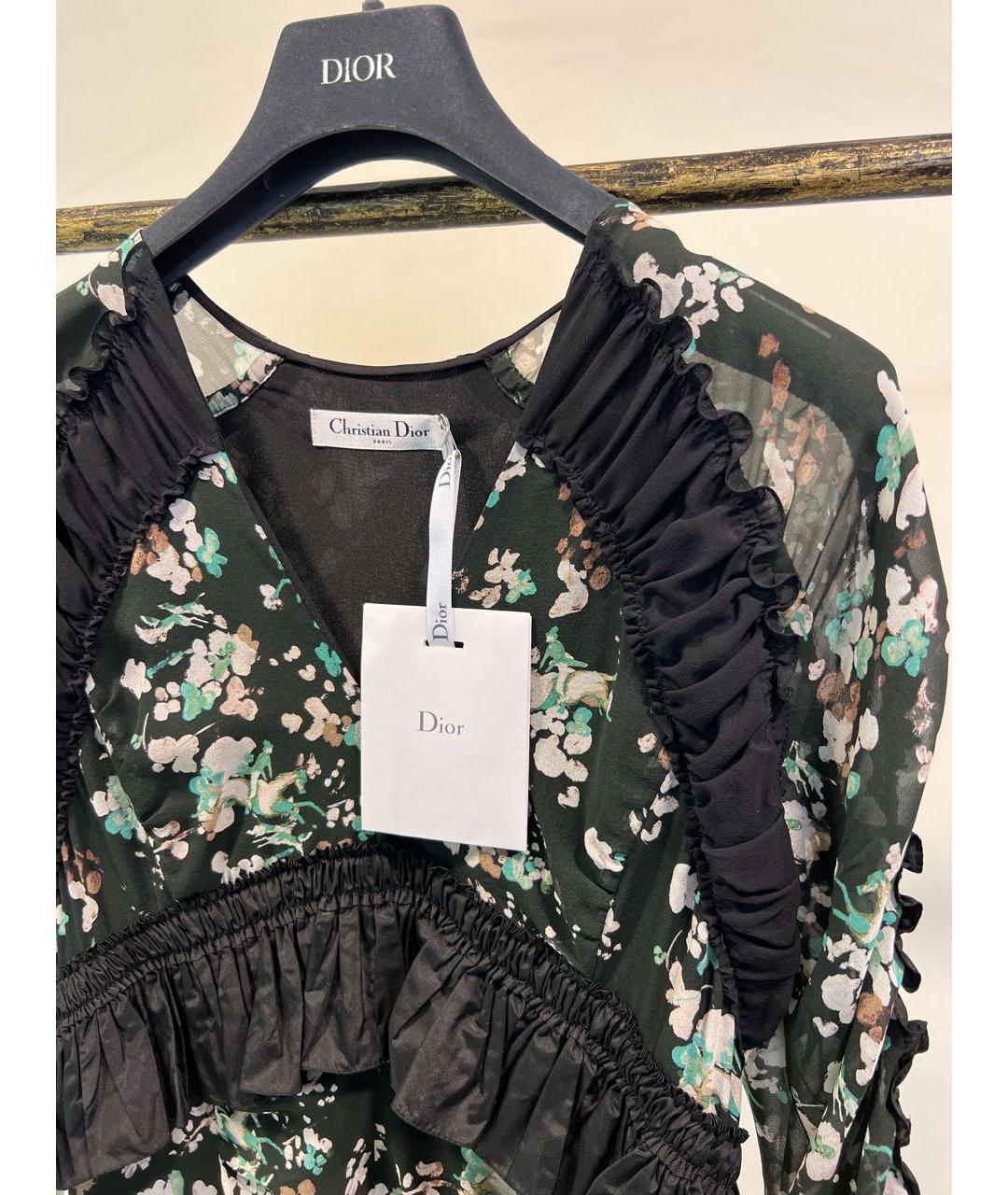CHRISTIAN DIOR Зеленые шелковое платье, фото 2
