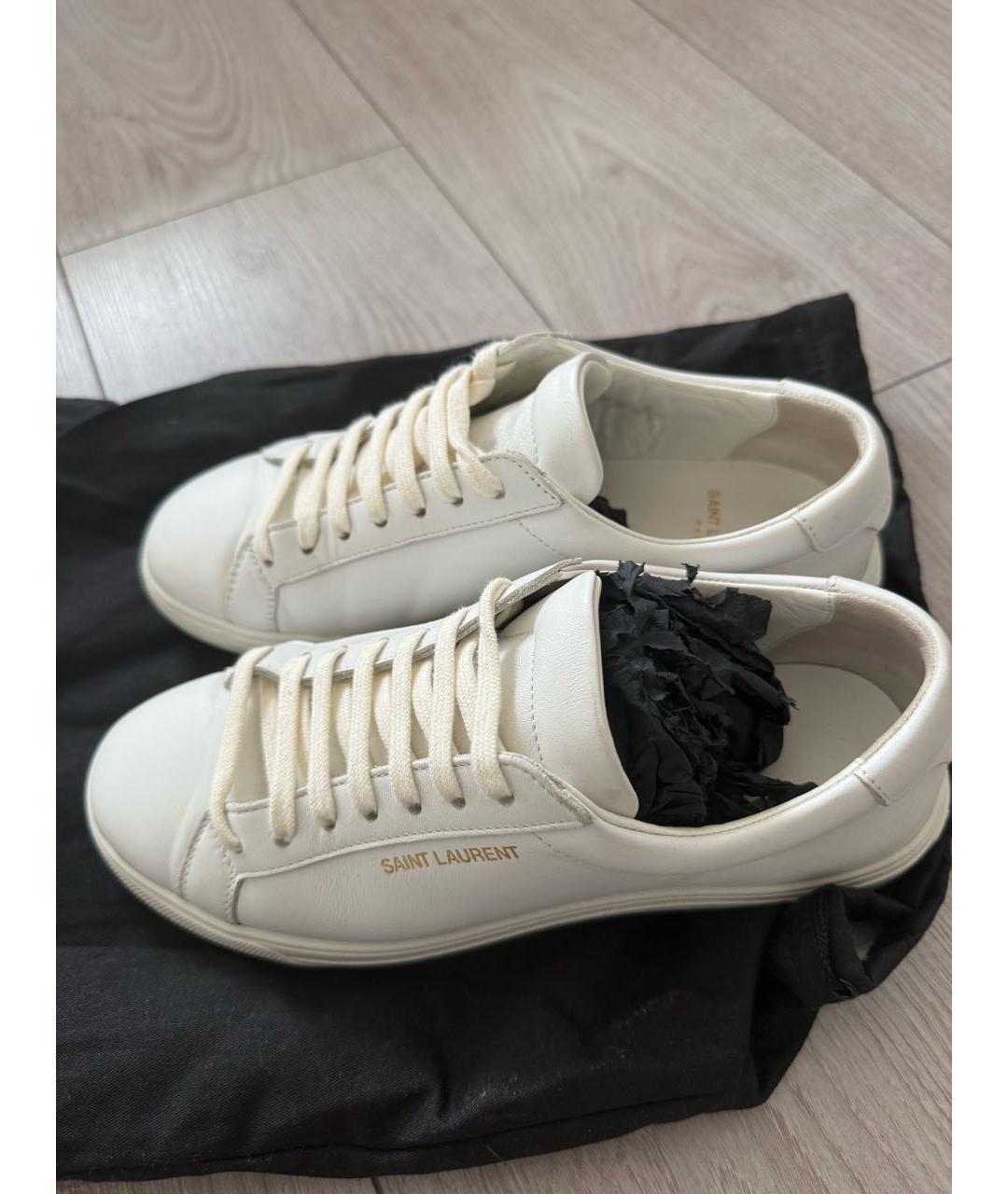 SAINT LAURENT Белые кожаные кеды, фото 2