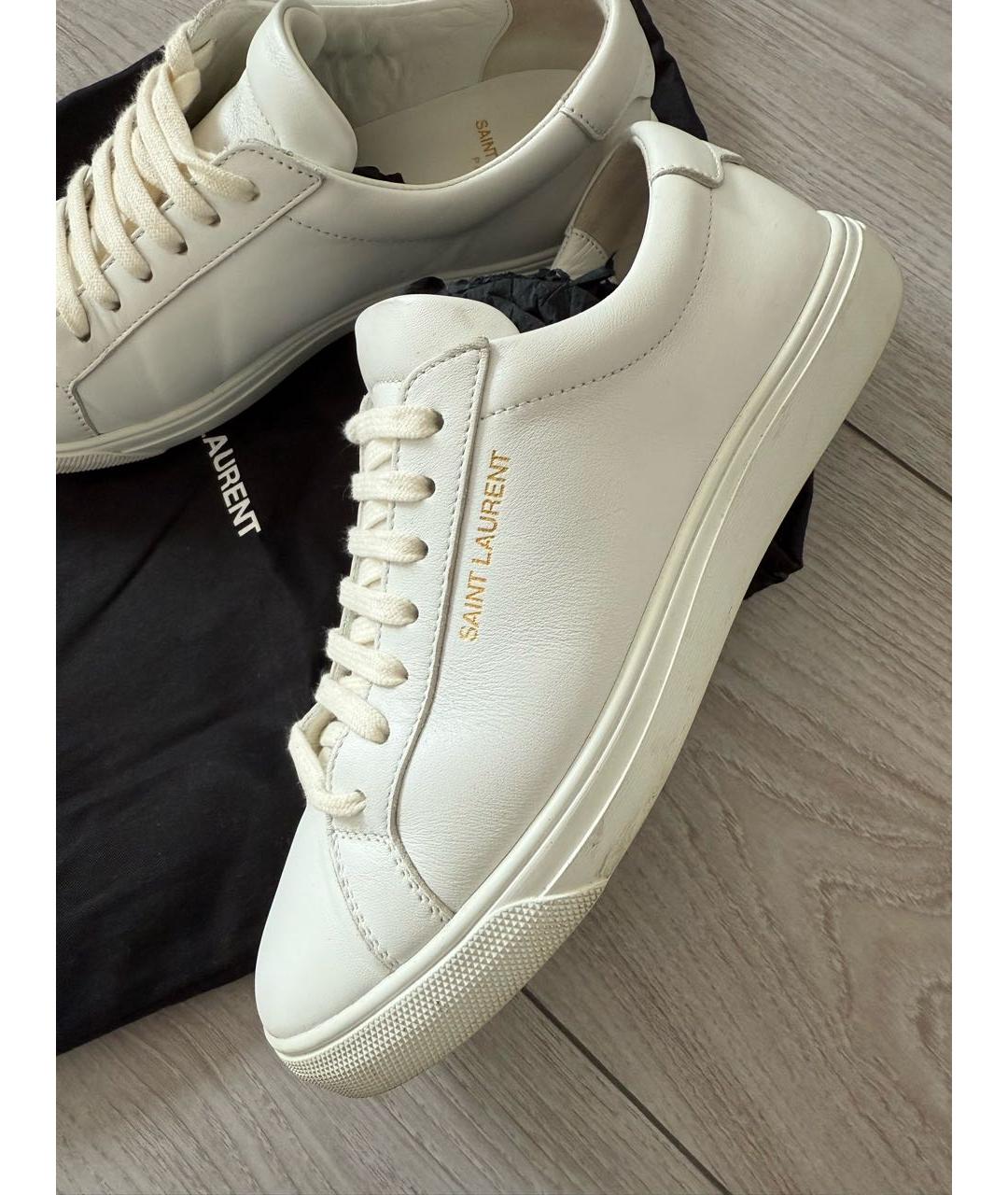 SAINT LAURENT Белые кожаные кеды, фото 3