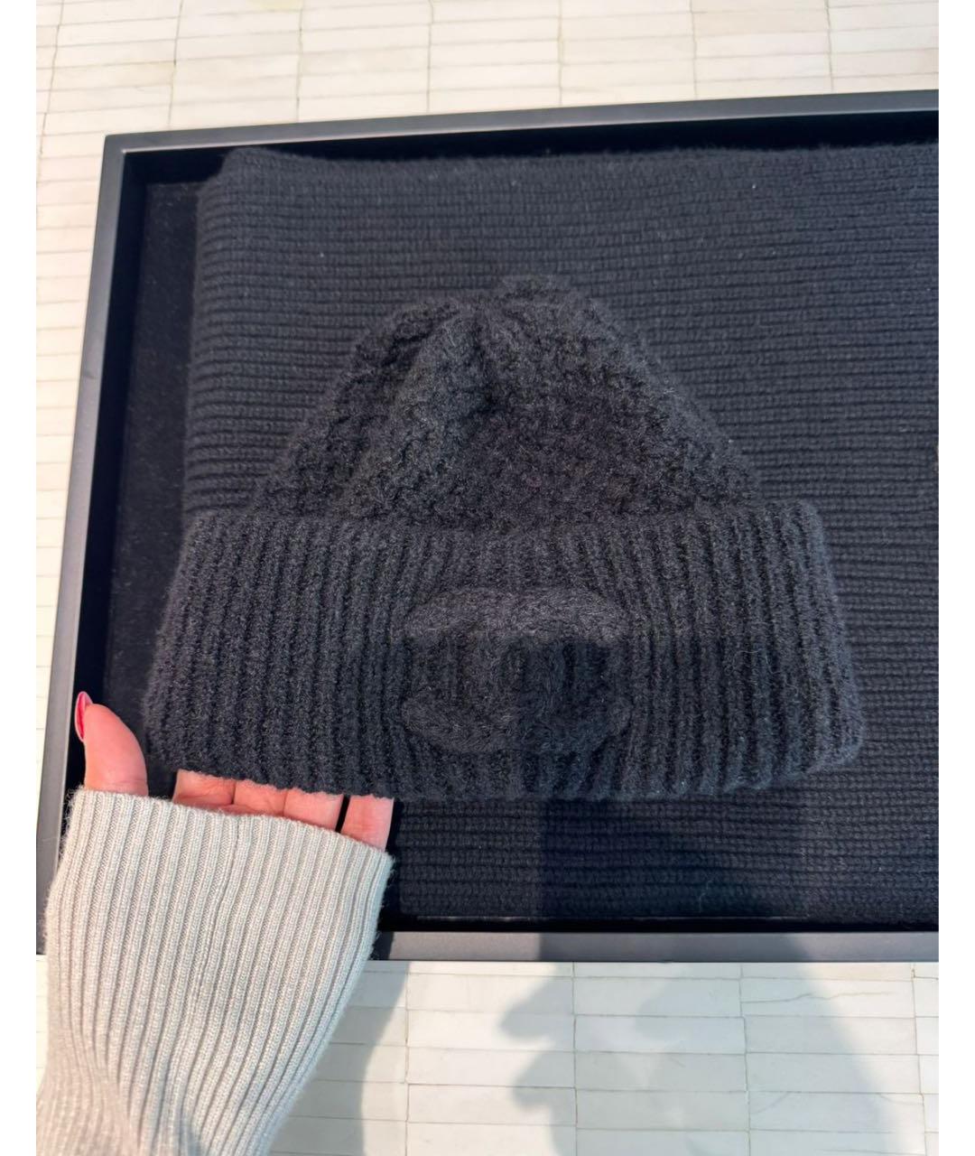CHANEL Черная кашемировая шапка, фото 4