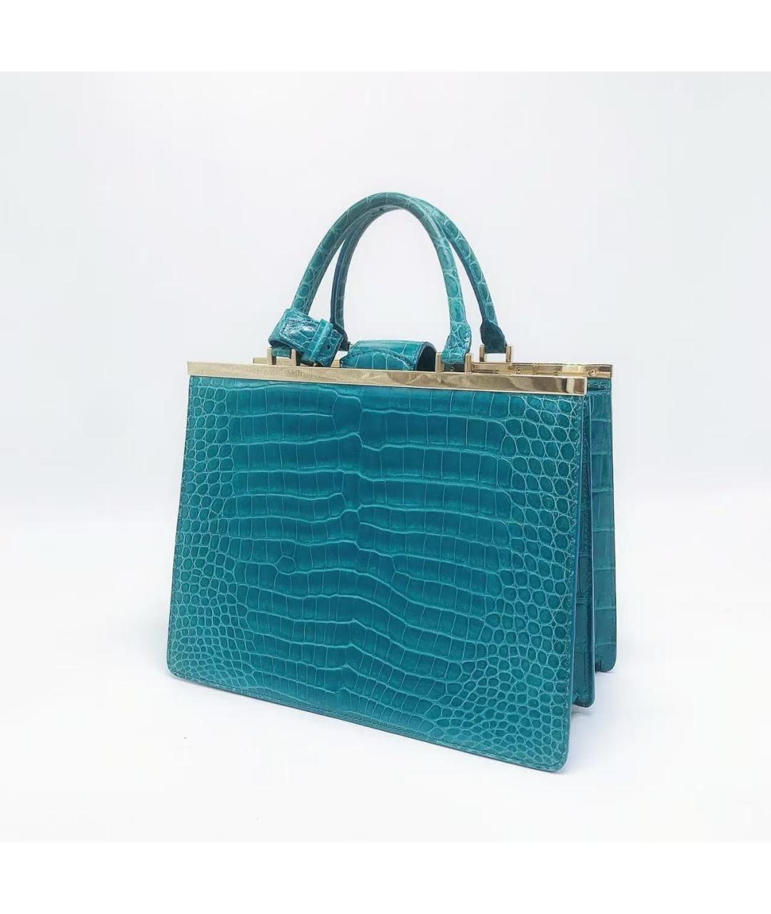 LOUIS VUITTON Зеленая сумка с короткими ручками из экзотической кожи, фото 4