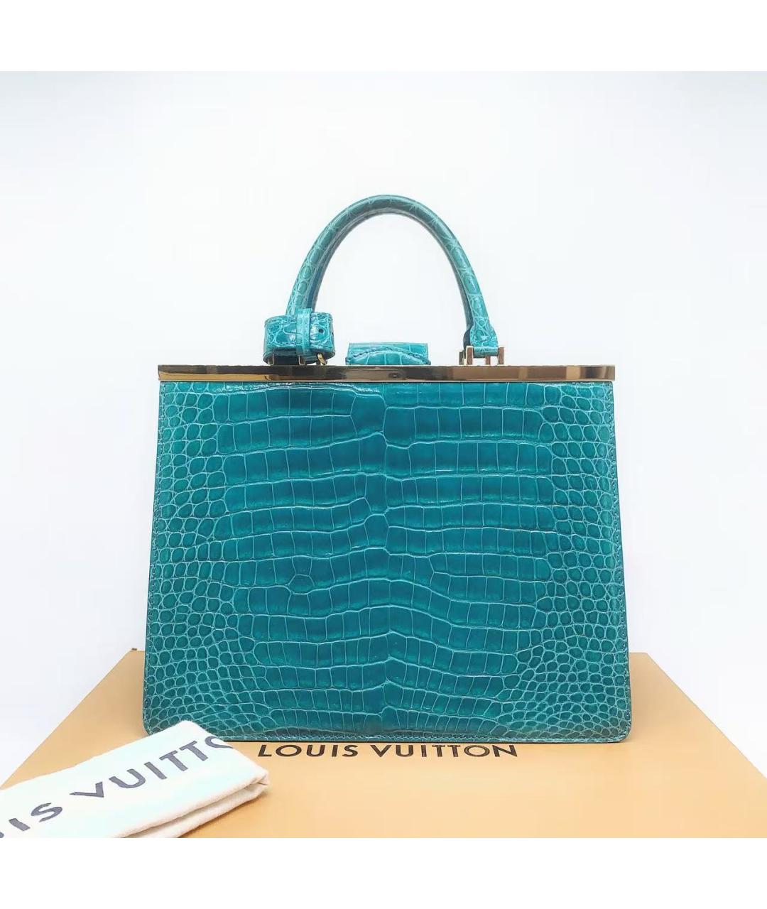 LOUIS VUITTON Зеленая сумка с короткими ручками из экзотической кожи, фото 2