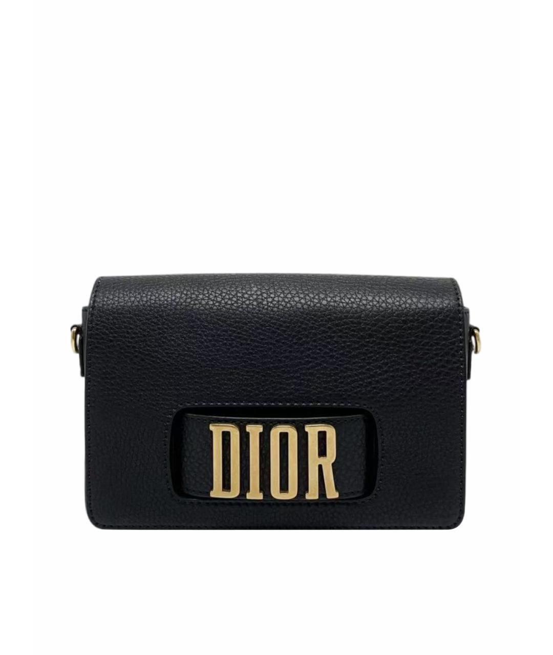 CHRISTIAN DIOR Черная кожаная сумка через плечо, фото 1