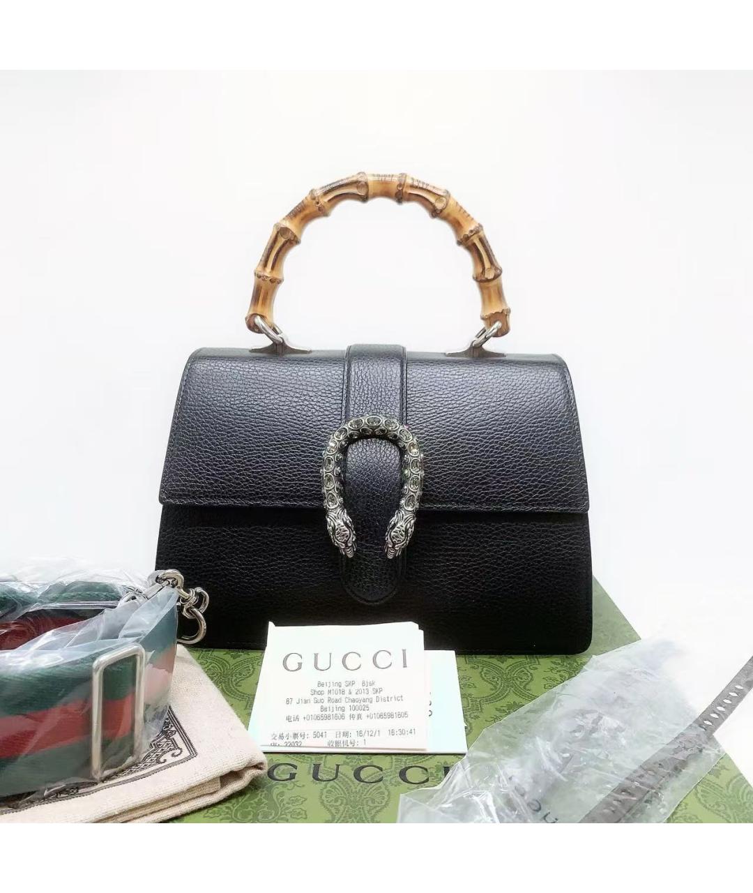 GUCCI Черная кожаная сумка через плечо, фото 2
