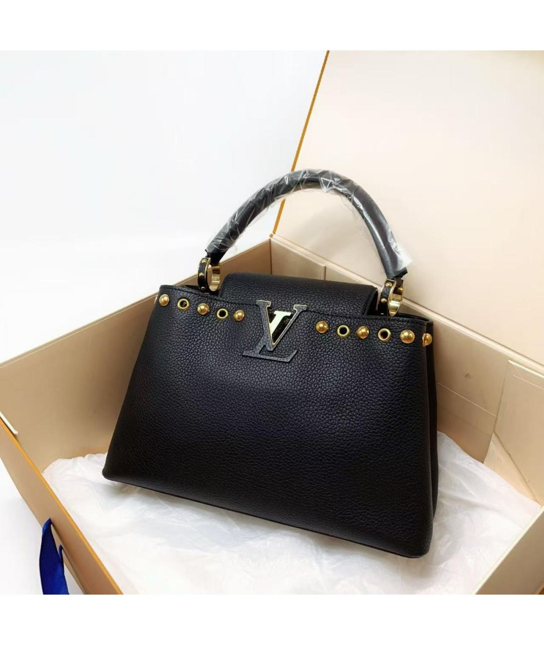 LOUIS VUITTON Черная кожаная сумка тоут, фото 4