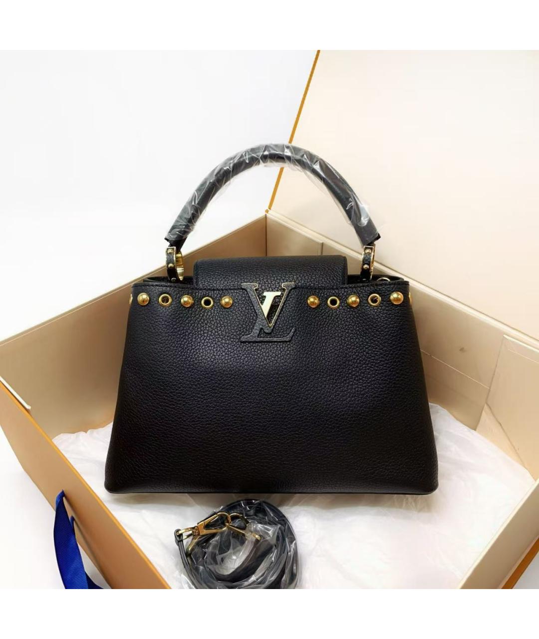 LOUIS VUITTON Черная кожаная сумка тоут, фото 2