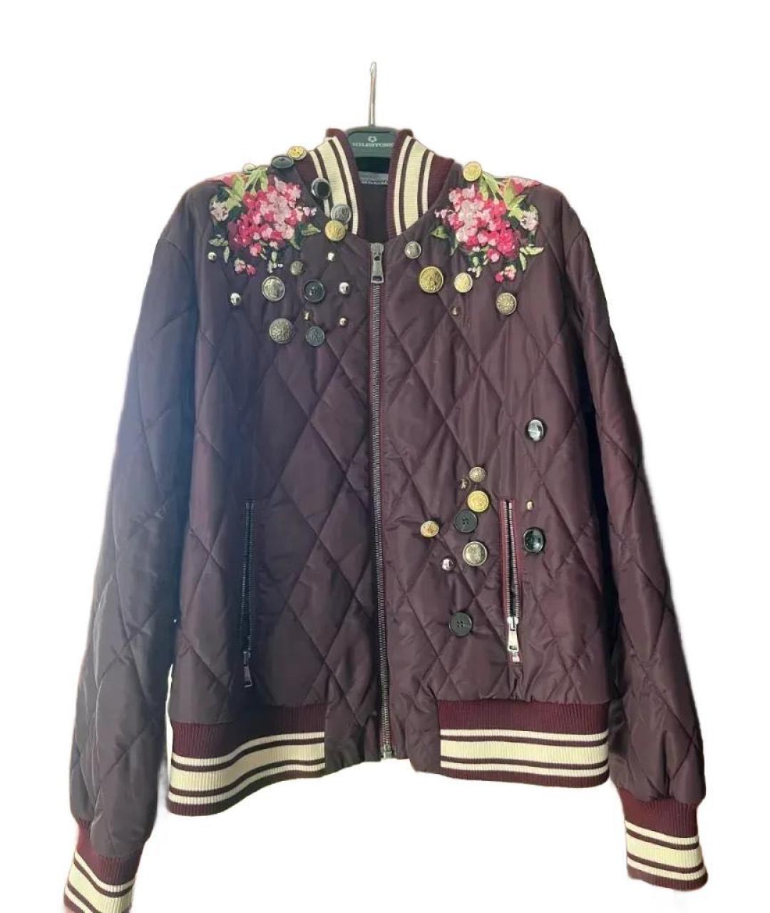 DOLCE&GABBANA Бордовая полиэстеровая куртка, фото 4