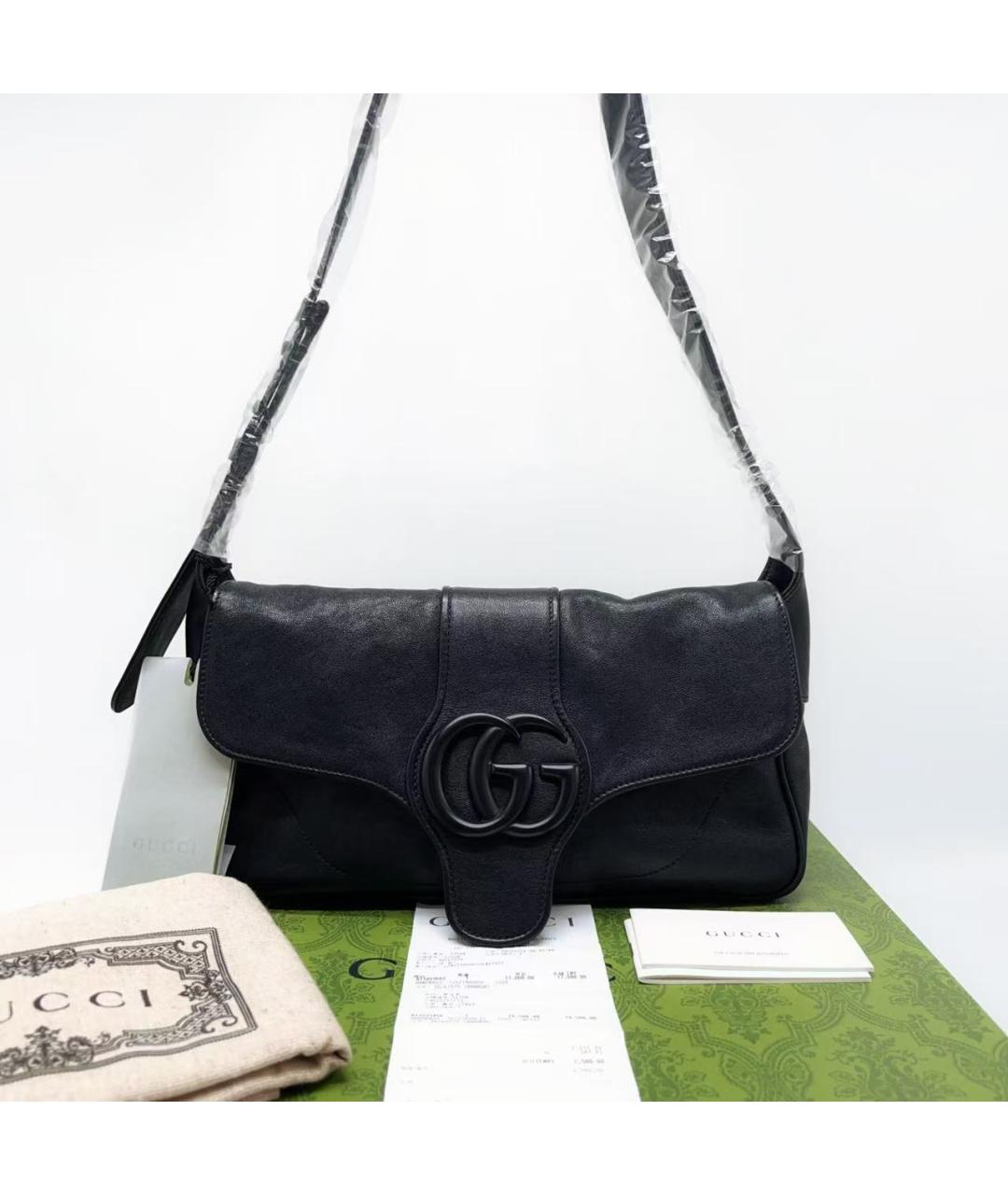 GUCCI Черная кожаная сумка через плечо, фото 2