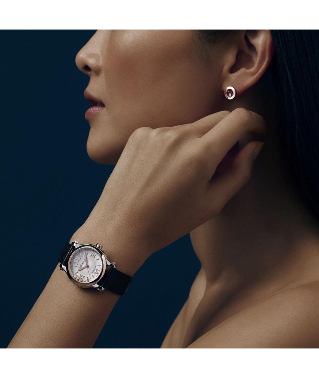 CHOPARD Черные часы из розового золота, фото 5