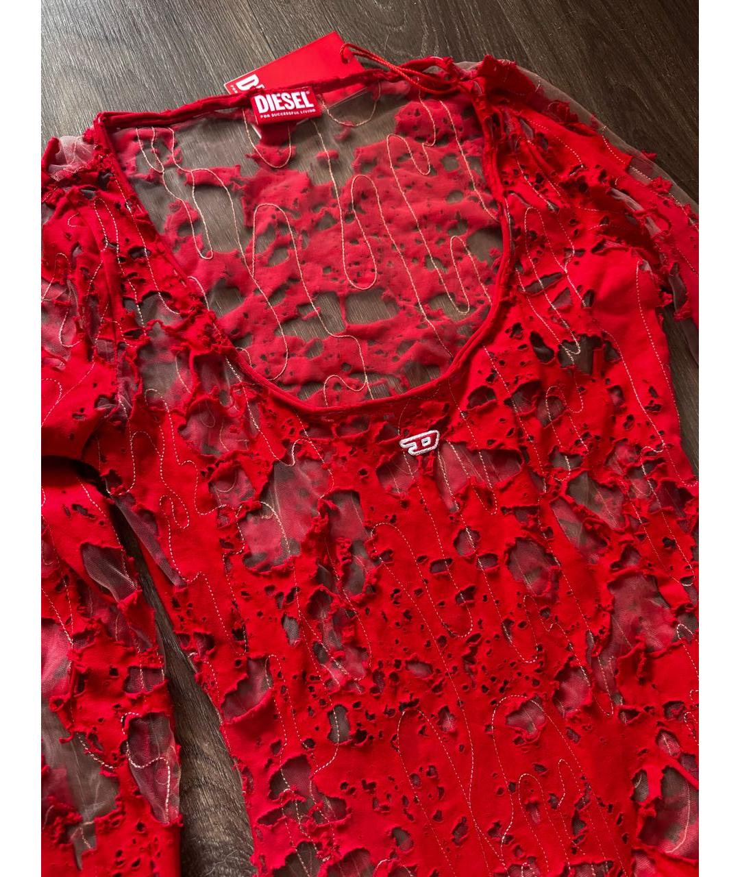 DIESEL Красное хлопковое вечернее платье, фото 5