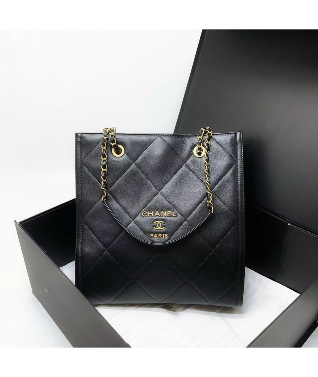 CHANEL Черная кожаная сумка тоут, фото 3