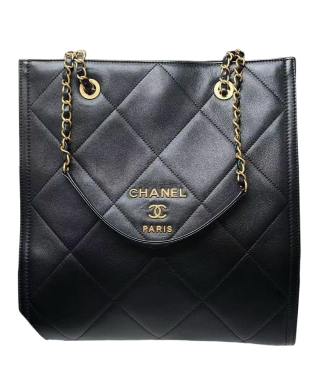 CHANEL Черная кожаная сумка тоут, фото 1