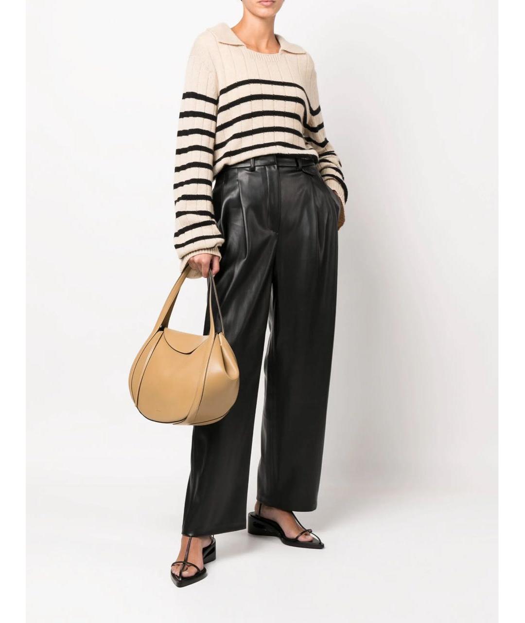 THE FRANKIE SHOP Черные полиуретановые брюки широкие, фото 5