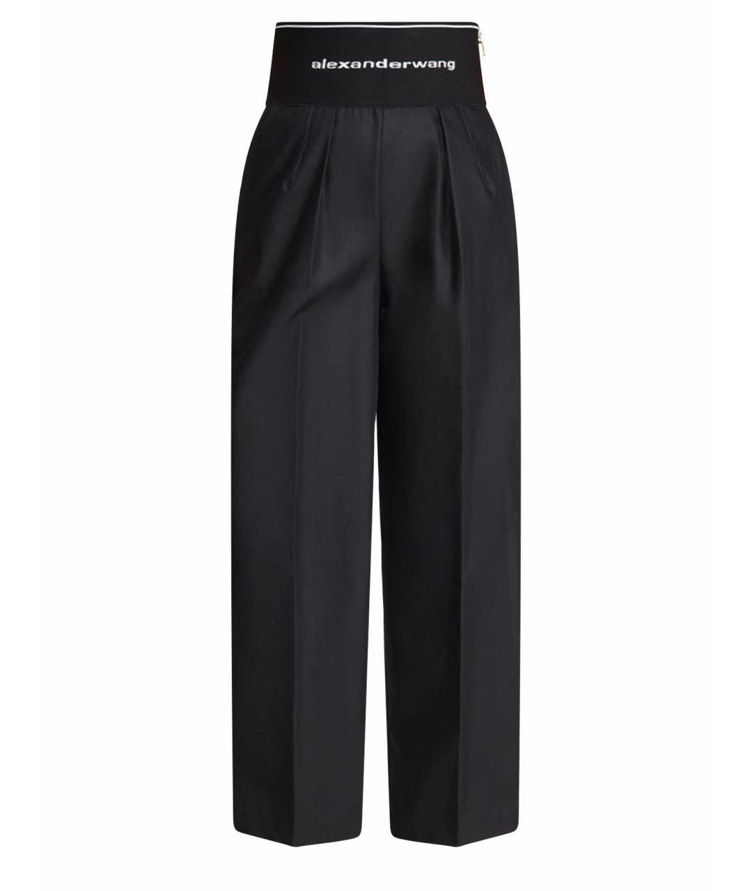 ALEXANDER WANG Черные хлопко-эластановые брюки широкие, фото 1