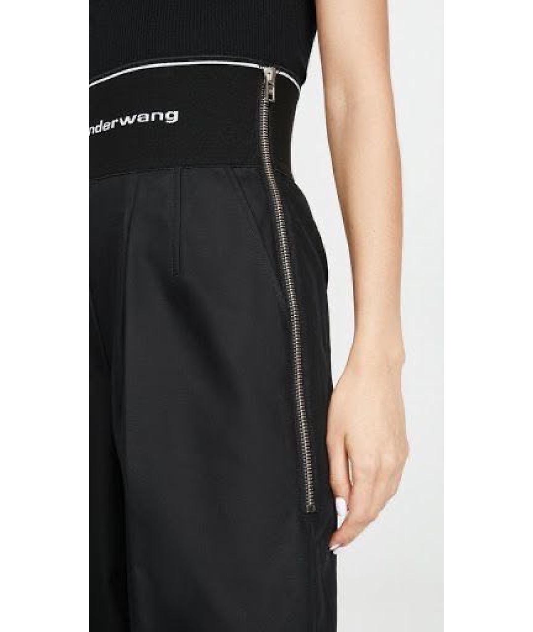 ALEXANDER WANG Черные хлопко-эластановые брюки широкие, фото 2