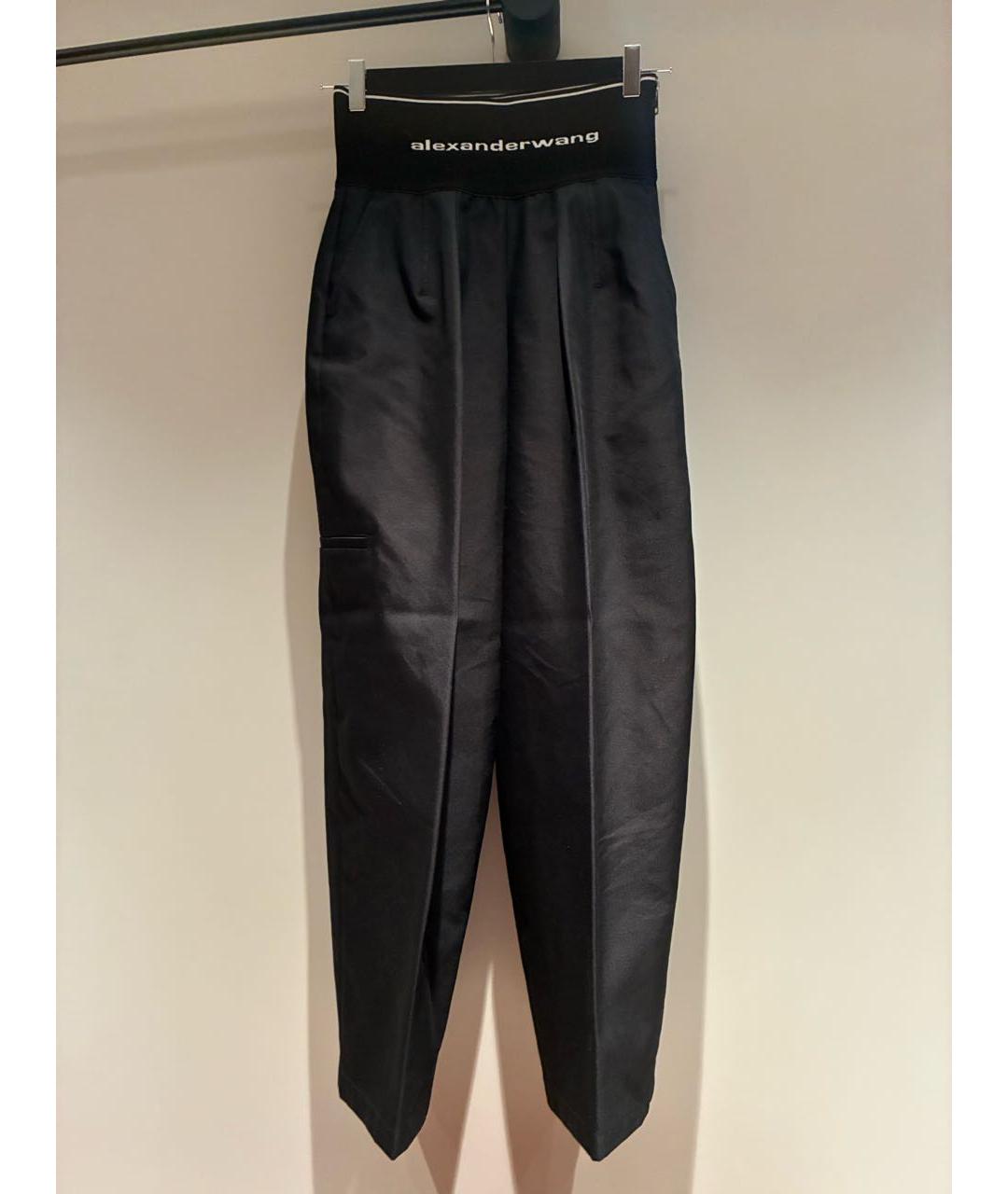 ALEXANDER WANG Черные хлопко-эластановые брюки широкие, фото 5