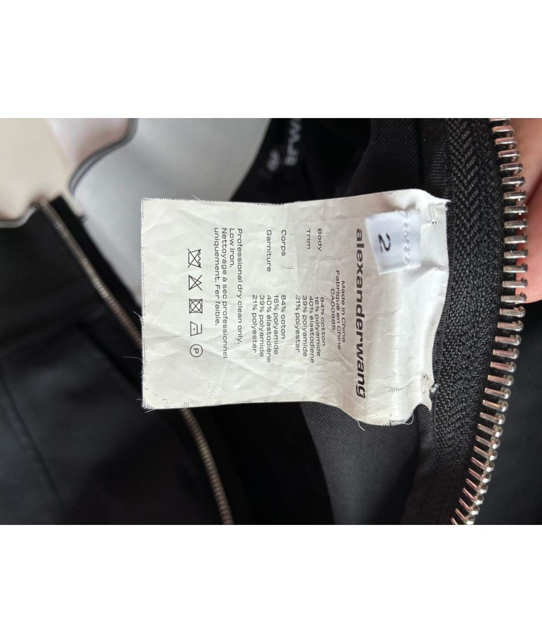 ALEXANDER WANG Черные хлопко-эластановые брюки широкие, фото 4