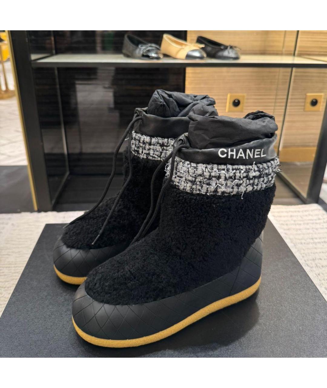CHANEL Черные кожаные ботинки, фото 2