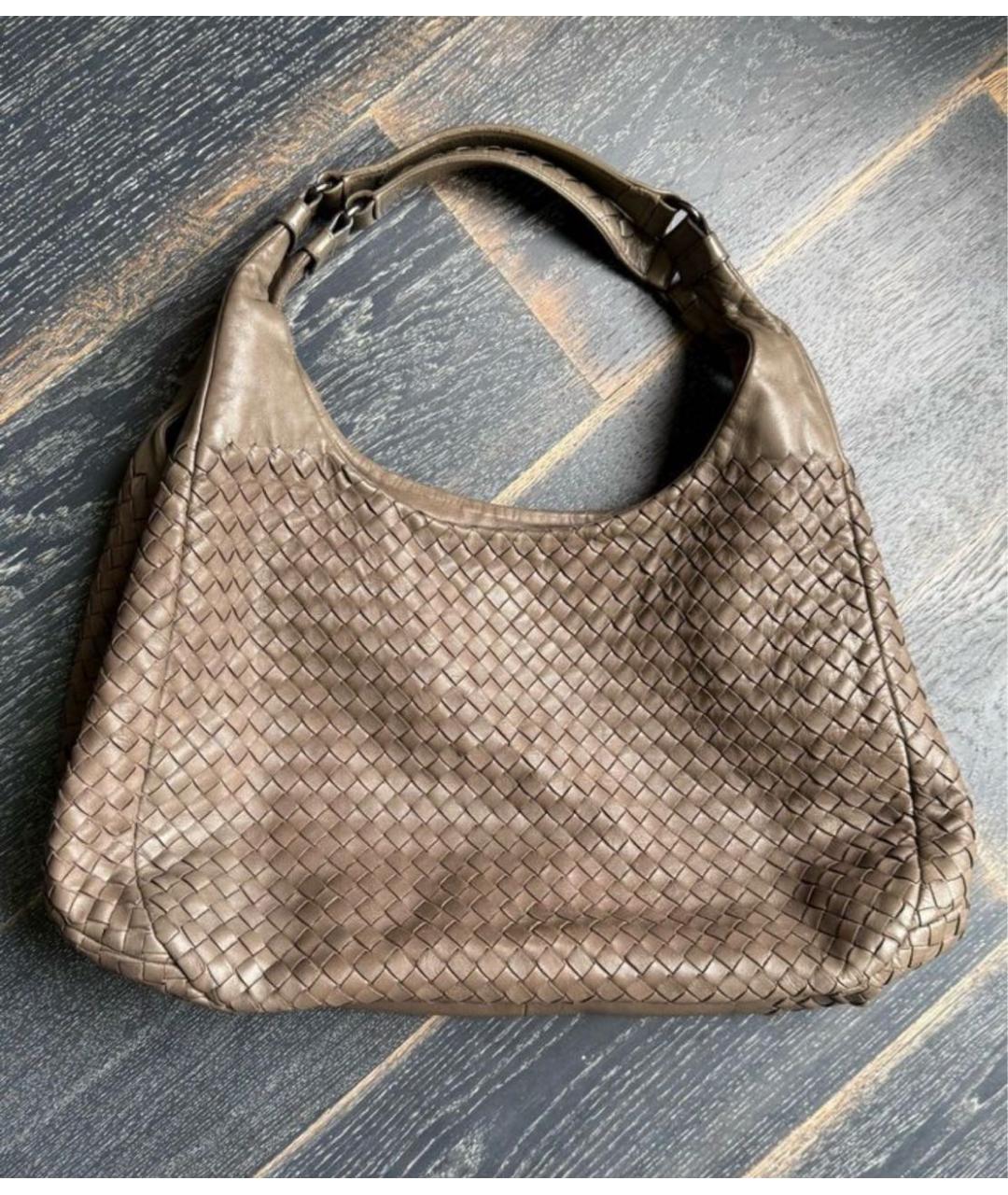 BOTTEGA VENETA Бежевая кожаная сумка с короткими ручками, фото 9