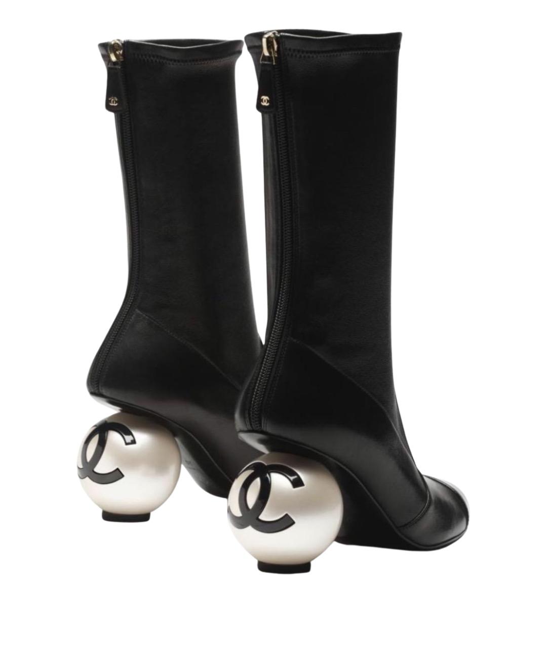 CHANEL Черные кожаные сапоги, фото 1
