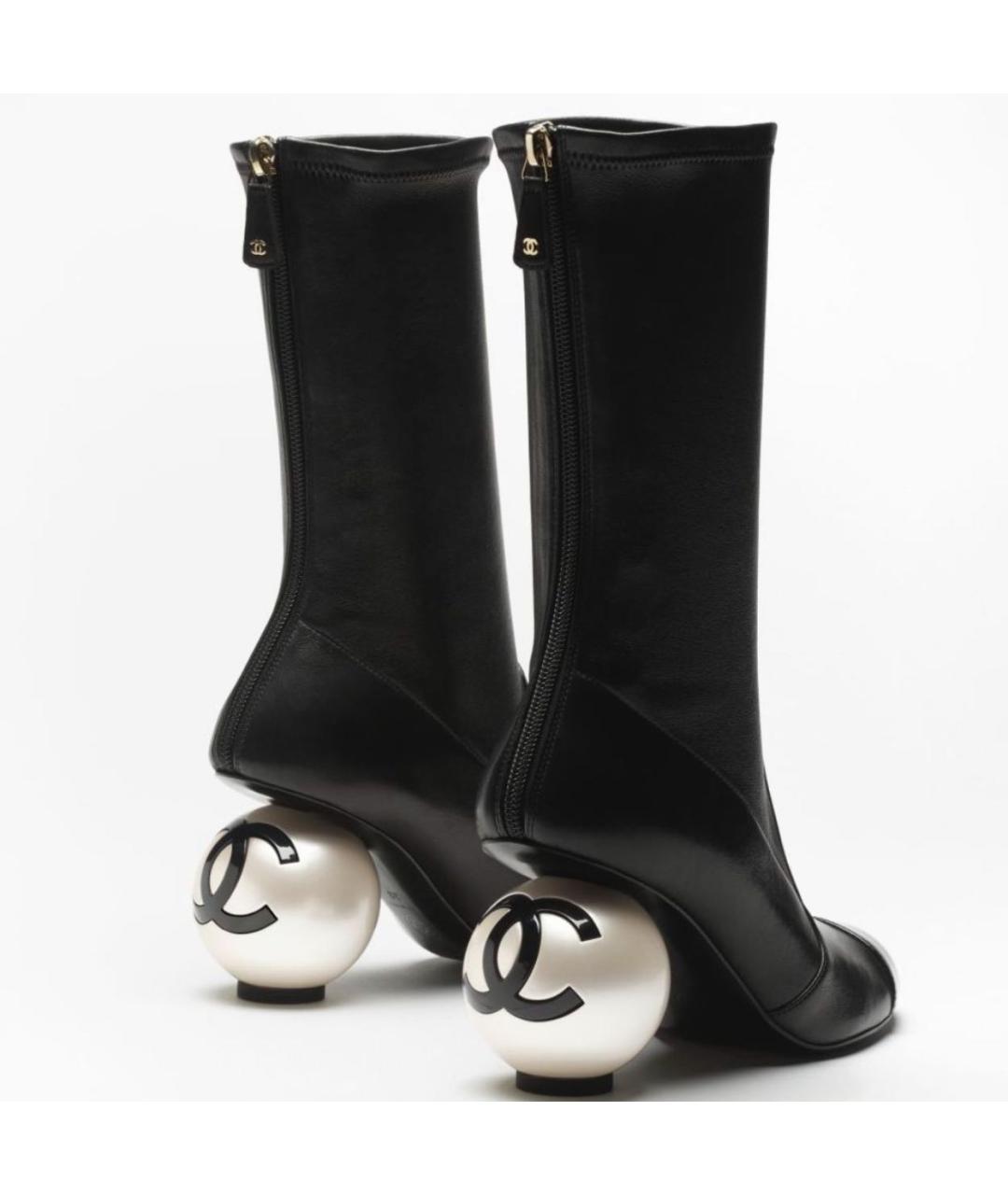 CHANEL Черные кожаные сапоги, фото 7