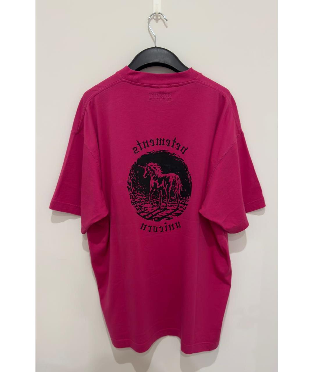 VETEMENTS Розовая хлопковая футболка, фото 5