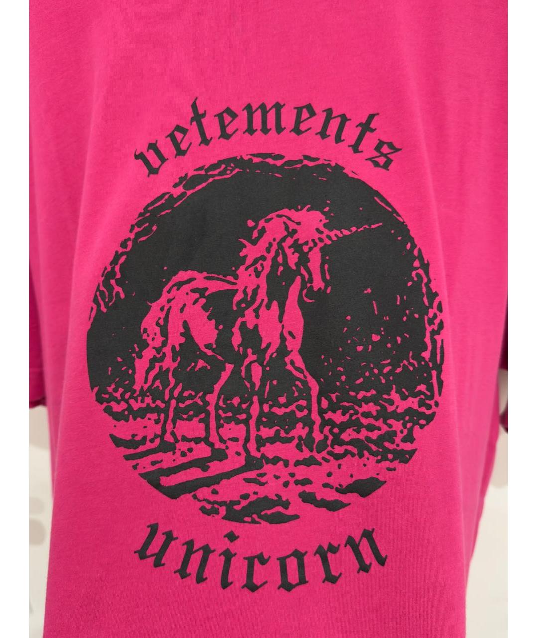 VETEMENTS Розовая хлопковая футболка, фото 4