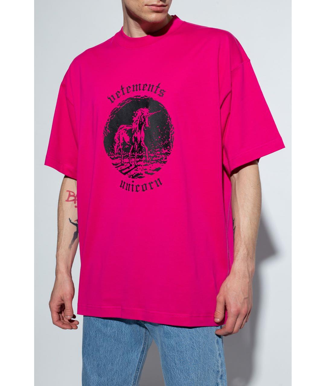 VETEMENTS Розовая хлопковая футболка, фото 2
