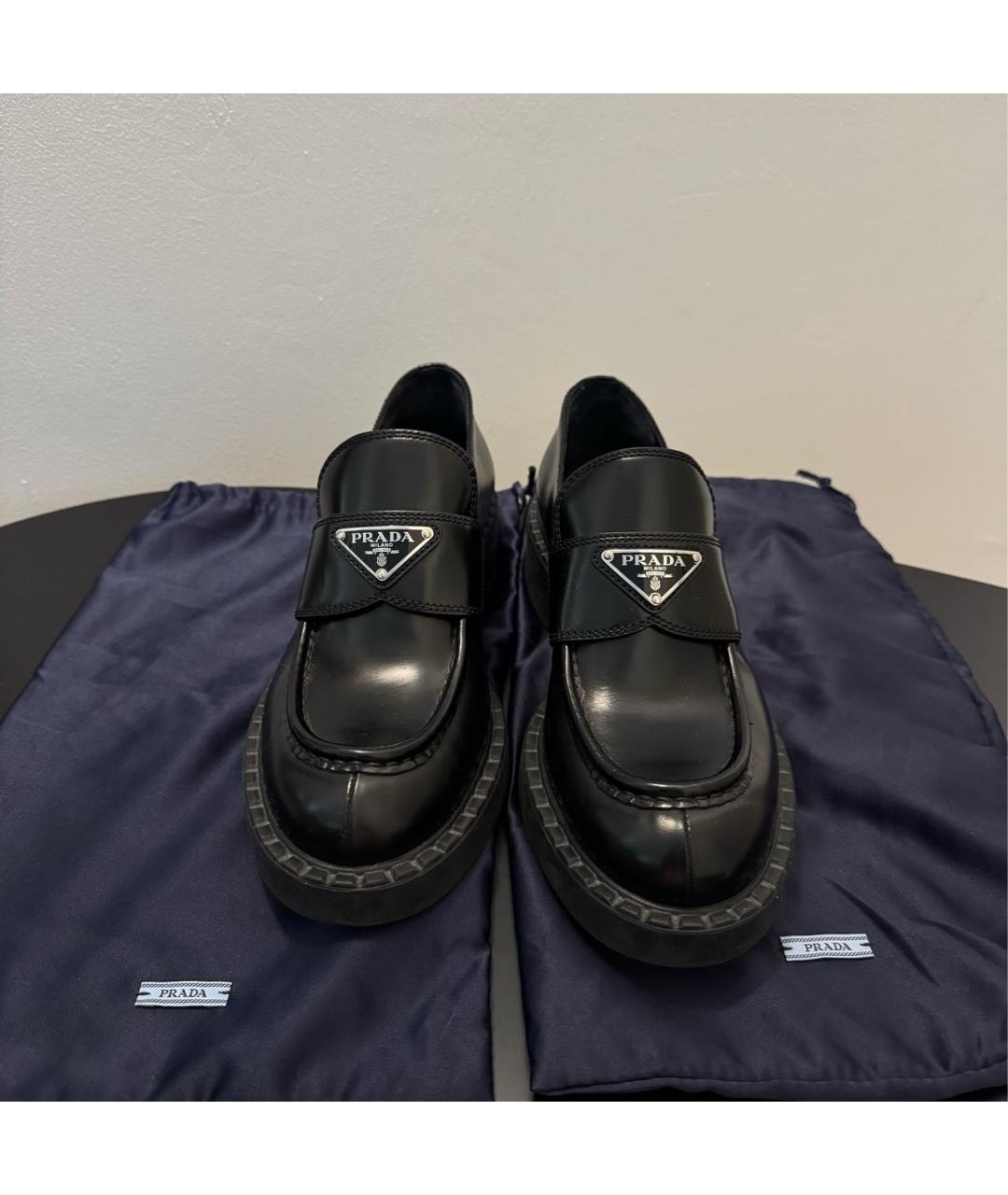 PRADA Черные кожаные брогги и оксфорды, фото 5