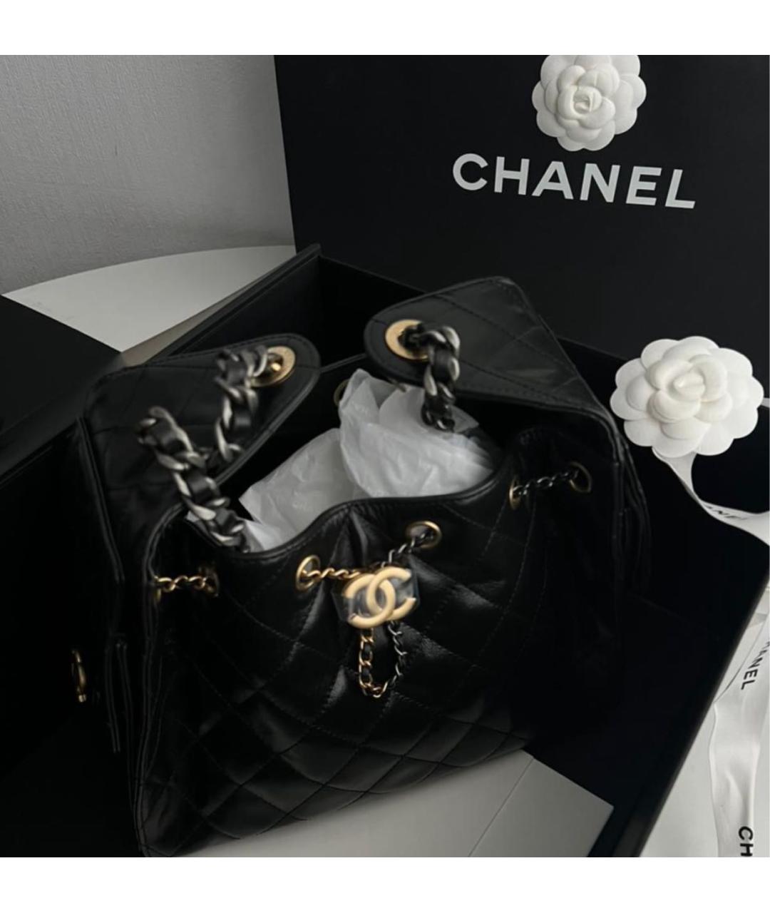 CHANEL Черная кожаная сумка через плечо, фото 4
