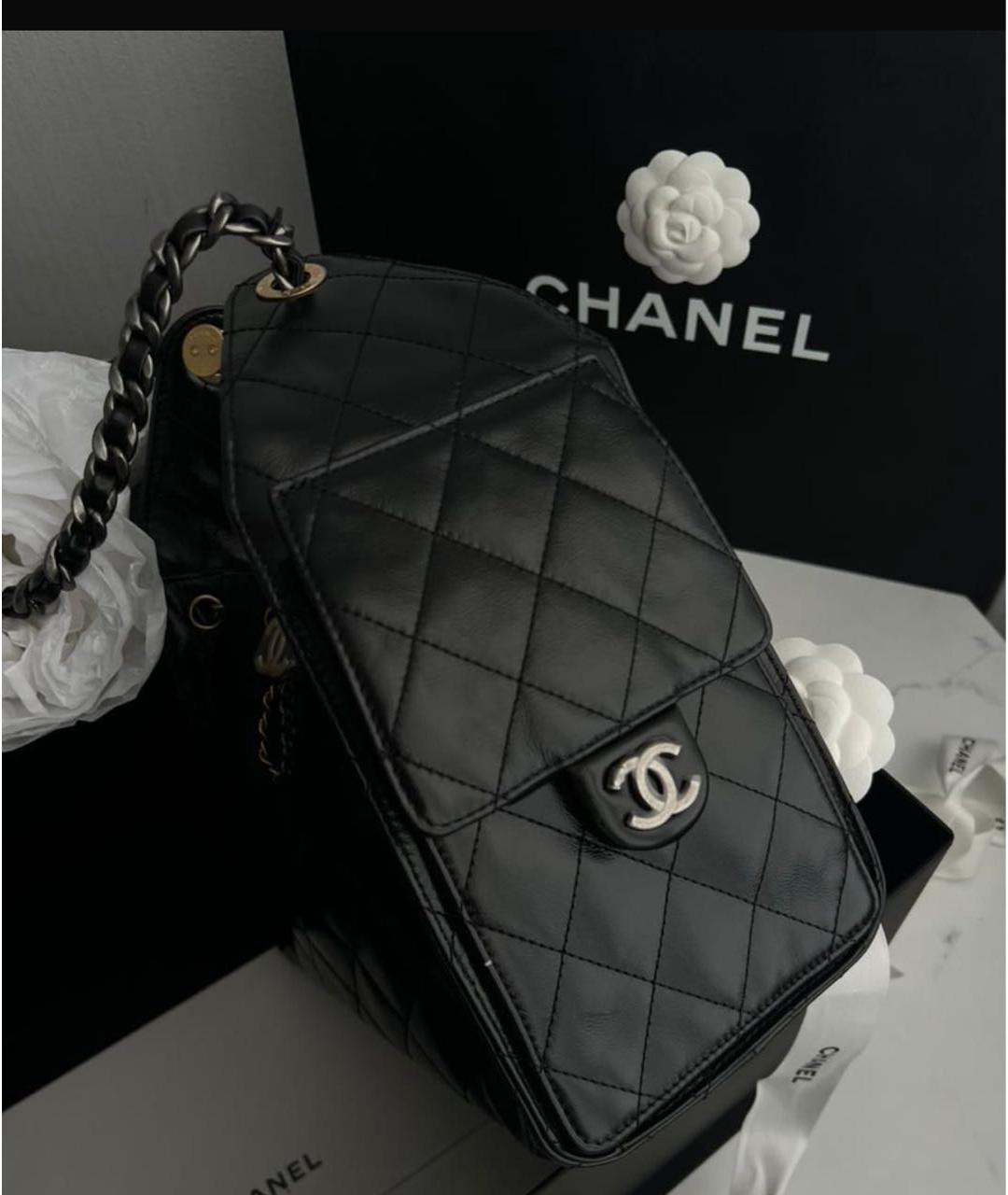 CHANEL Черная кожаная сумка через плечо, фото 6