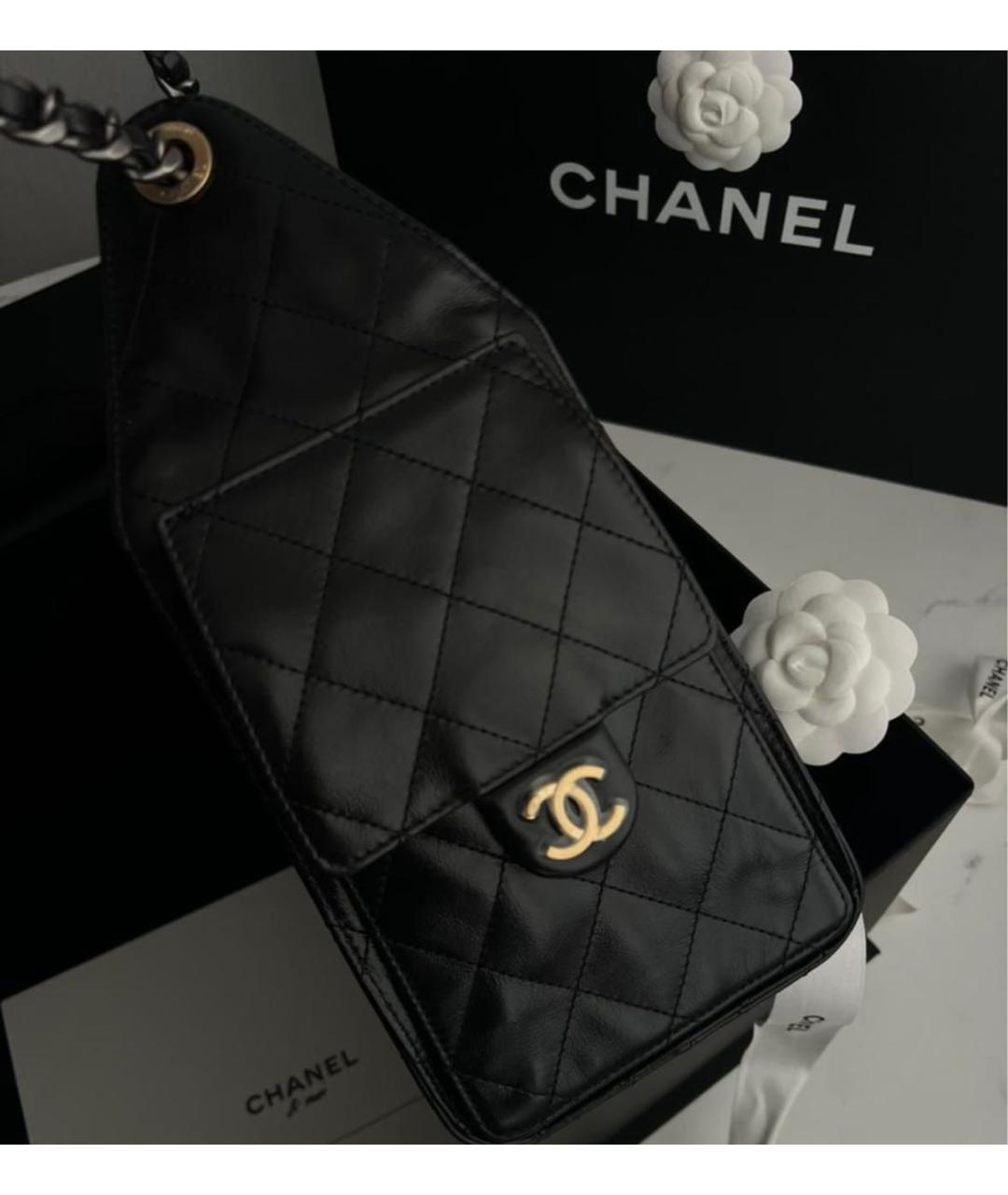 CHANEL Черная кожаная сумка через плечо, фото 7