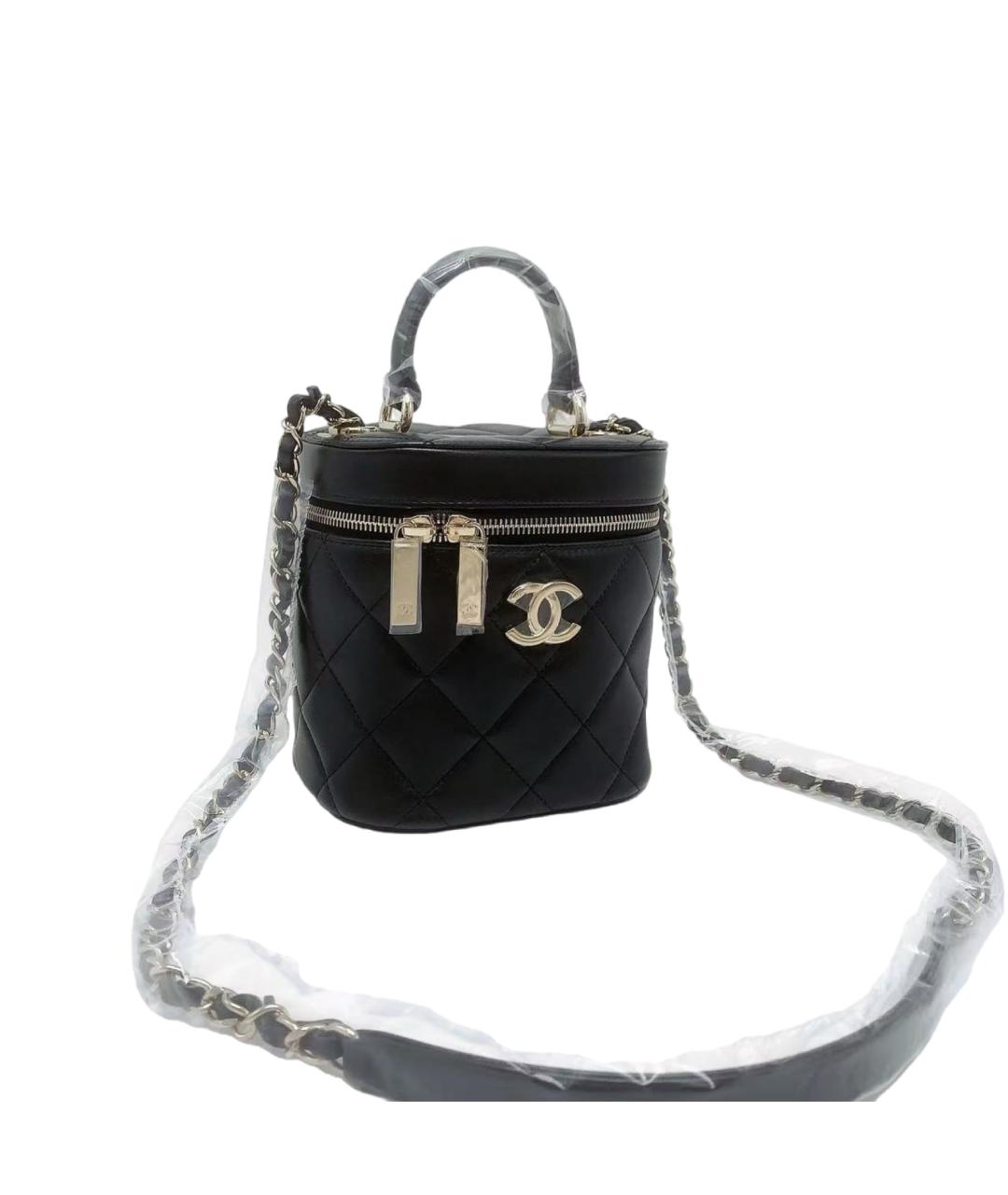 CHANEL Черная кожаная сумка с короткими ручками, фото 1