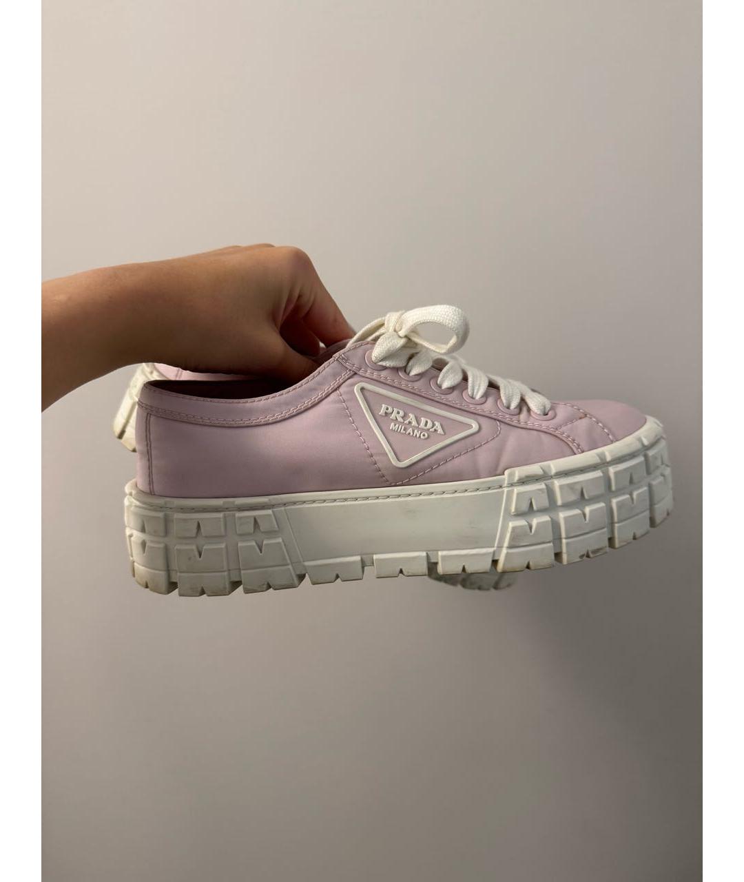 PRADA Розовые текстильные кеды, фото 7