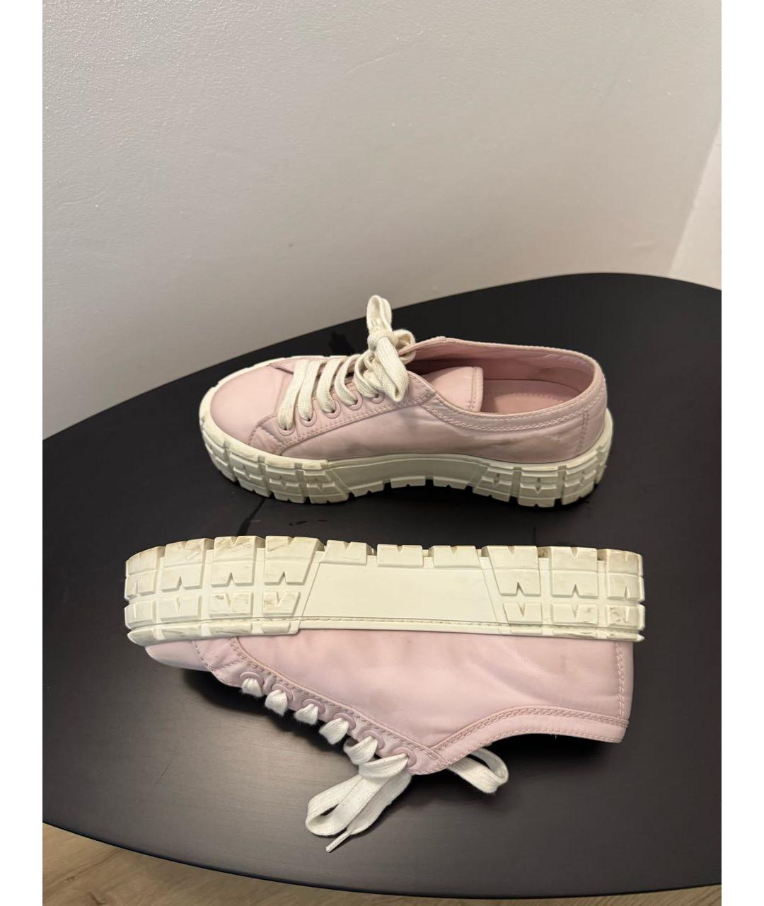 PRADA Розовые текстильные кеды, фото 8