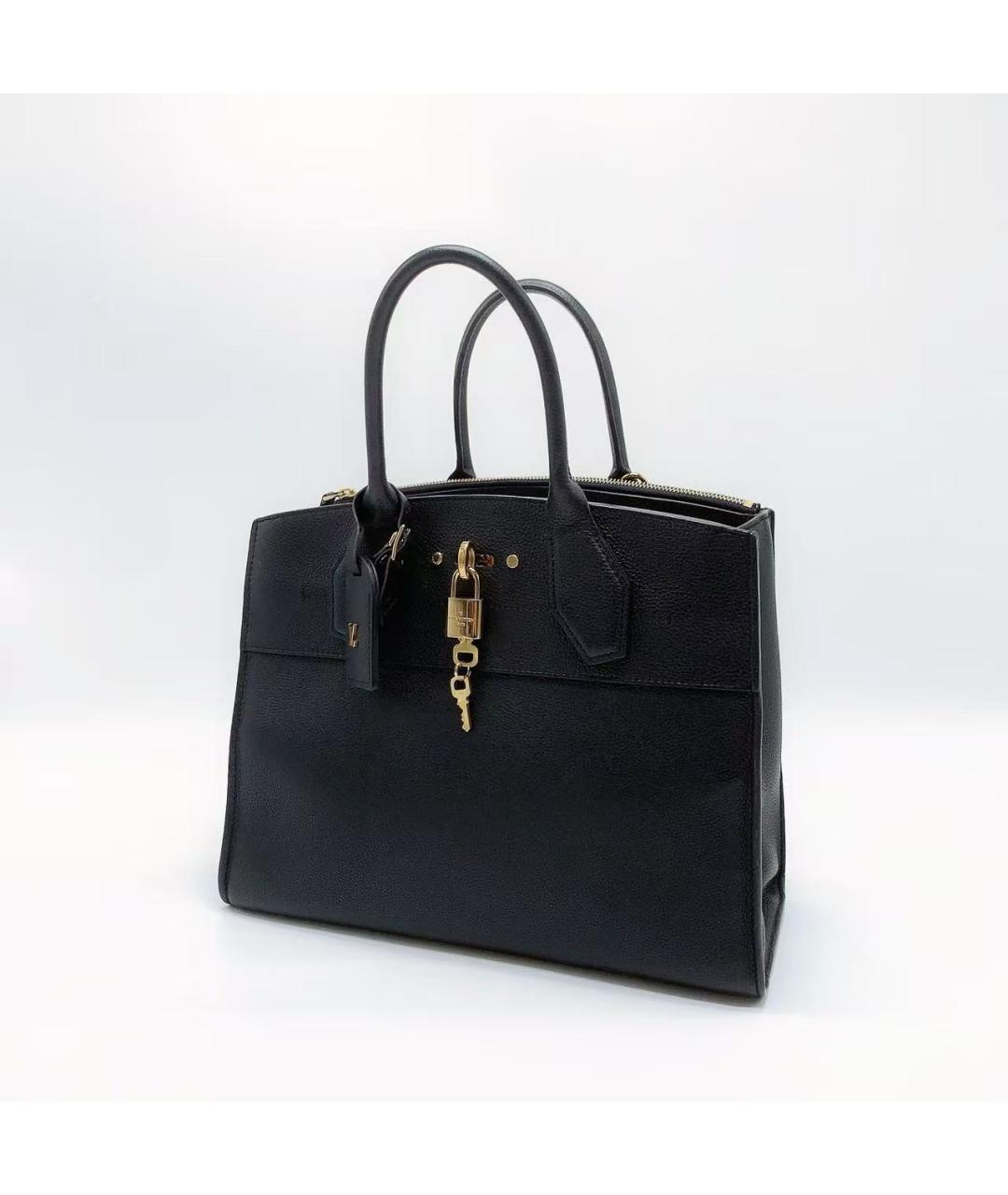 LOUIS VUITTON Черная кожаная сумка тоут, фото 4