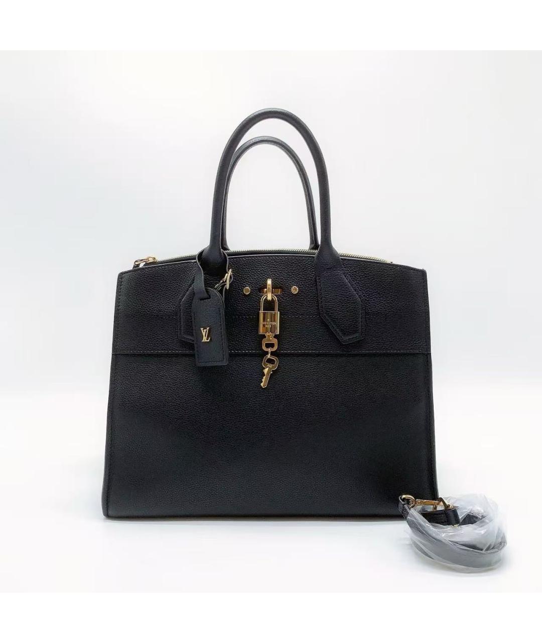 LOUIS VUITTON Черная кожаная сумка тоут, фото 3