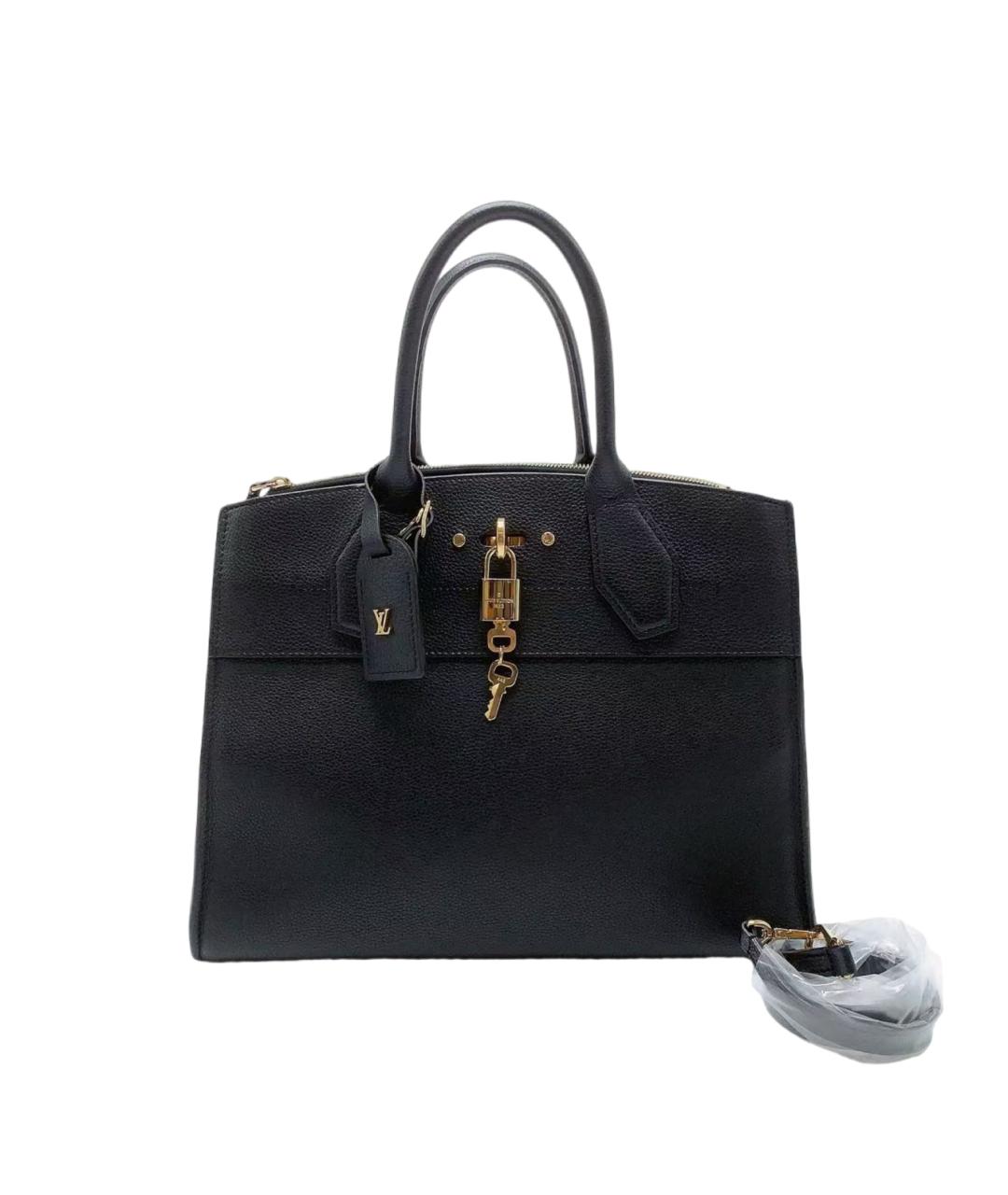 LOUIS VUITTON Черная кожаная сумка тоут, фото 1