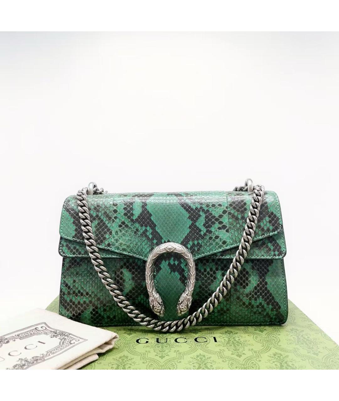 GUCCI Зеленая сумка через плечо из экзотической кожи, фото 2