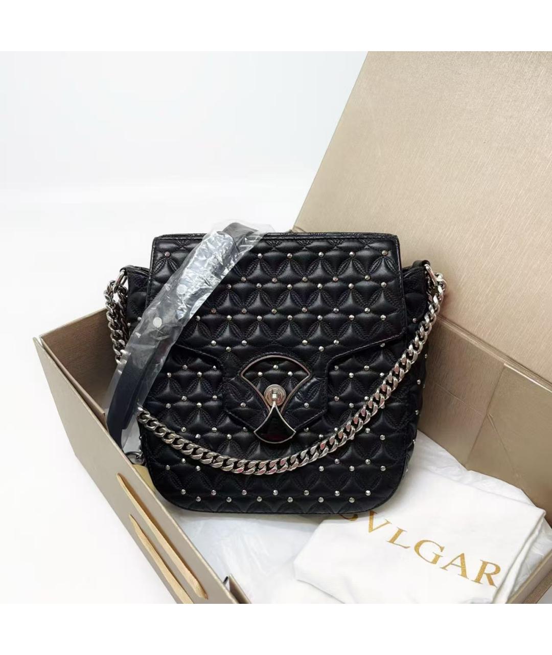 BVLGARI Черная кожаная сумка через плечо, фото 2
