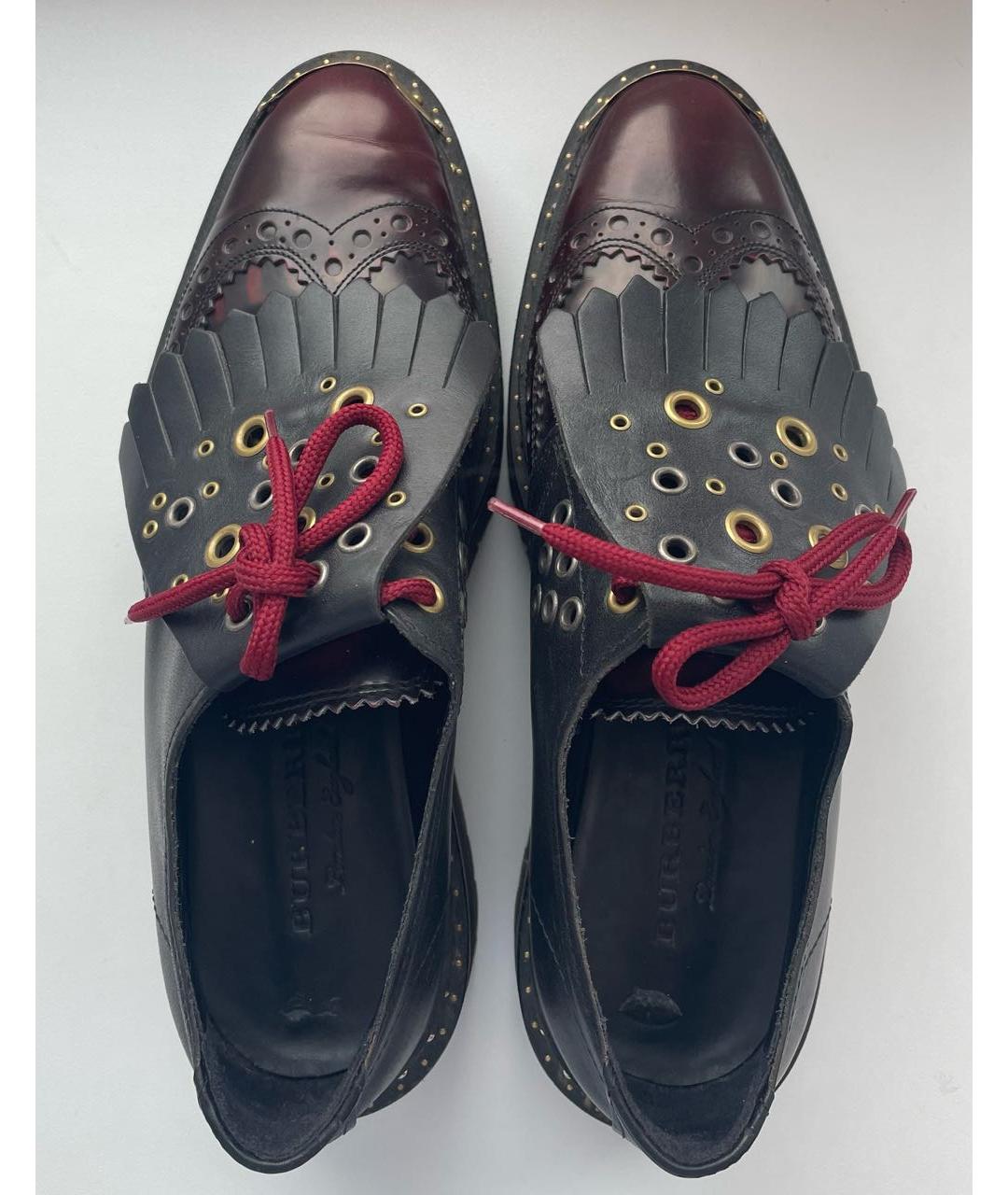 BURBERRY Бордовые кожаные ботинки, фото 2