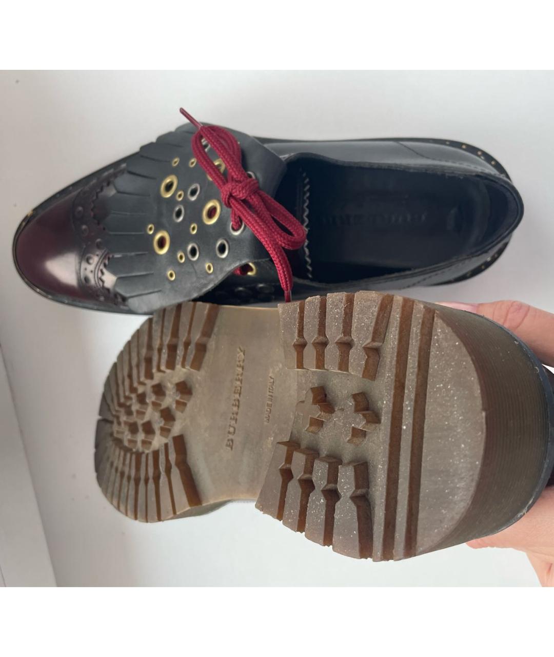 BURBERRY Бордовые кожаные ботинки, фото 5