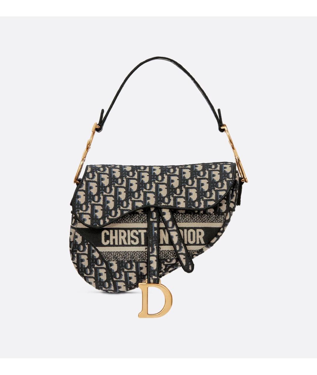 CHRISTIAN DIOR Темно-синяя жаккардовая сумка с короткими ручками, фото 9